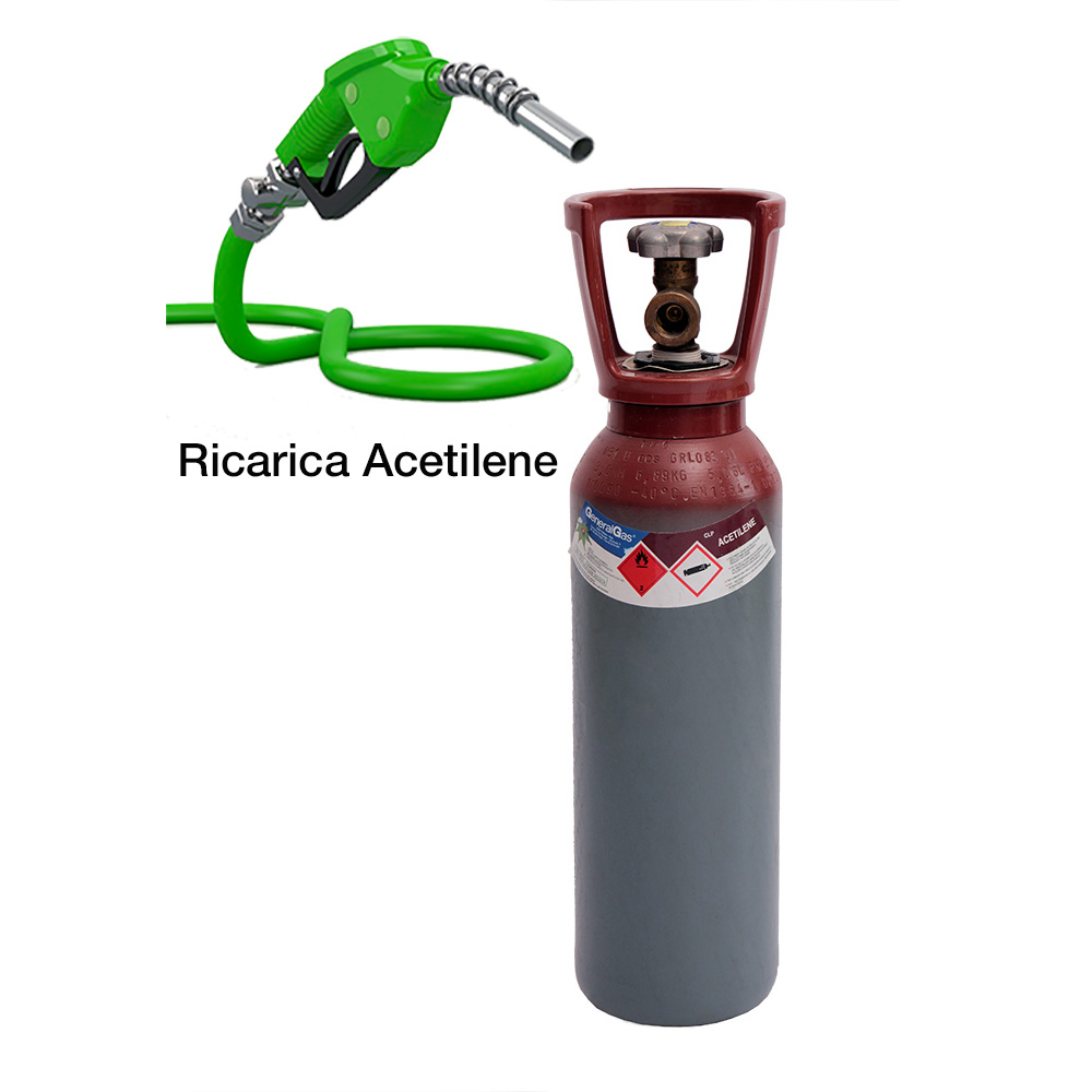 Ricarica ACETILENE Bombola 5,7 Lt. / 1 Kg. (solo gas)